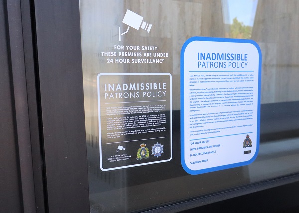 IPP signage is clearly displayed in the front window of a licenced establishment