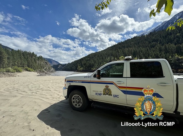 Pictured is an RCMP vehicle by the Fraser River. 