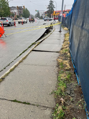 Picture of a sinkhole on the roadway