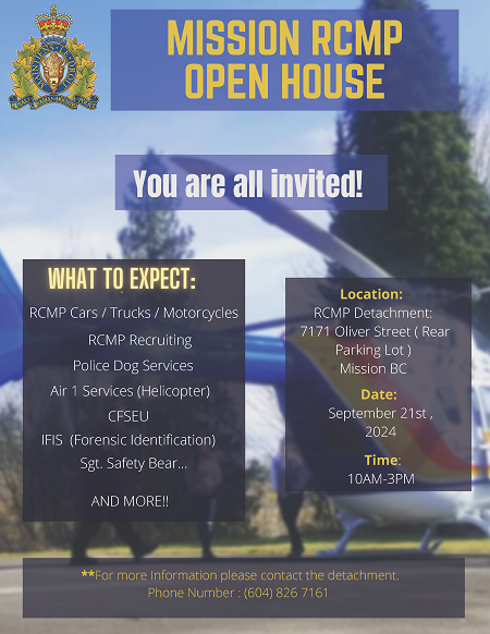 Poster with open house information (details in the media release)