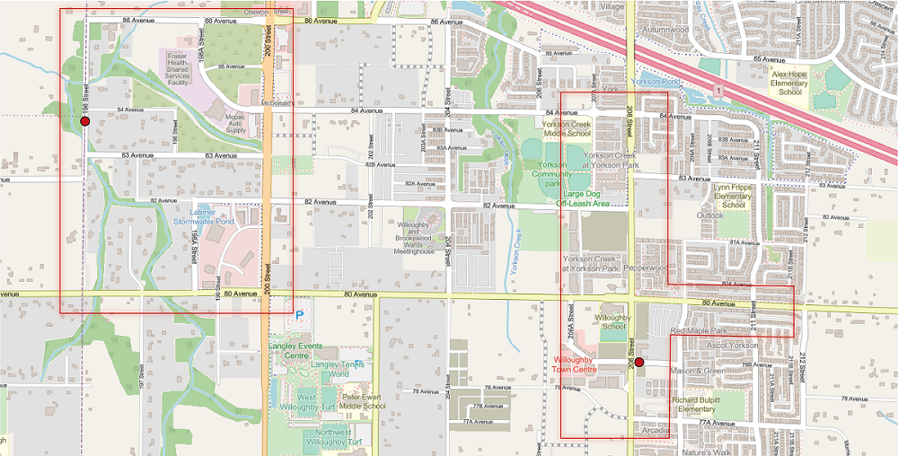 Carte de la zone de vidéosurveillance