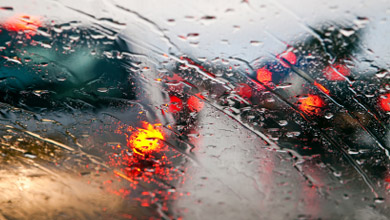 Rain on windshield