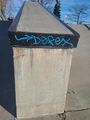 graffiti sur une balustrade de parc de planche à roulettes
