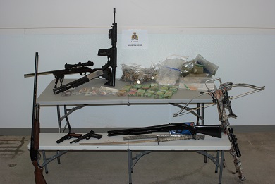 Guns, cash and suspected drugs