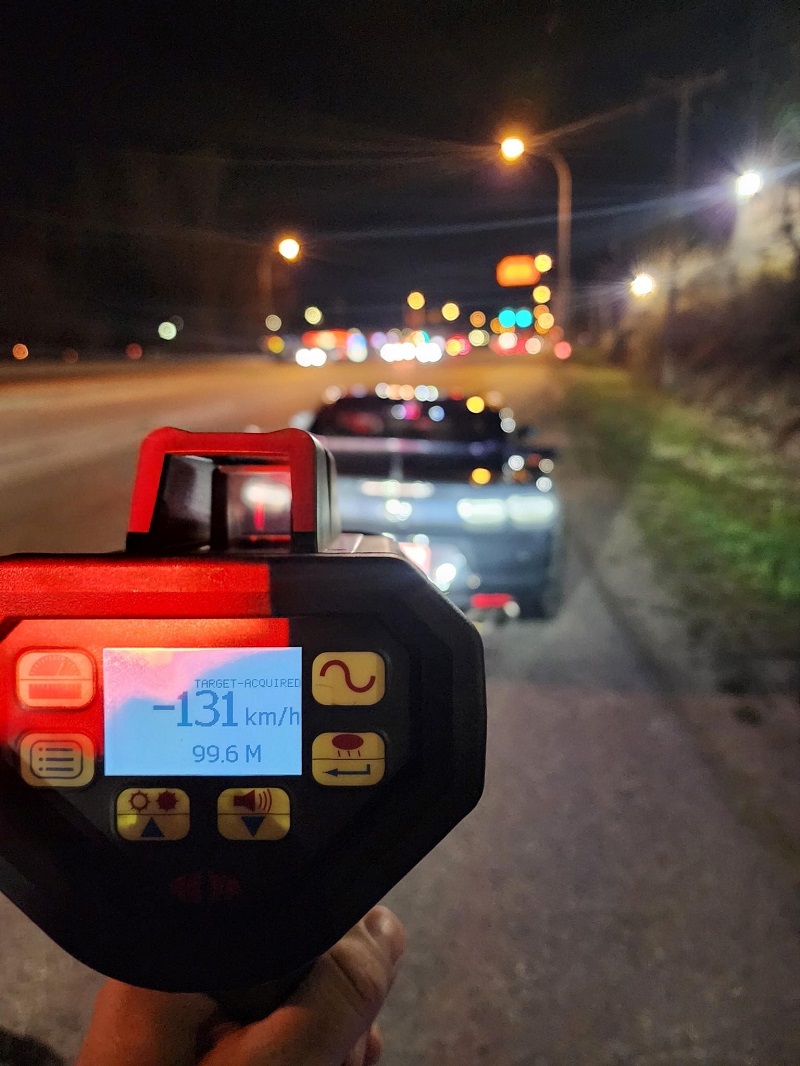 Police stop an excessive speeder travelling 131 km/hr in 70 km/hr zone on the Mary Hill Bypass near Broadway Street in Port Coquitlam