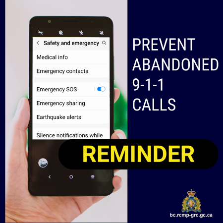 Graphic with text Reminder Prevent abandoned 911 calls
