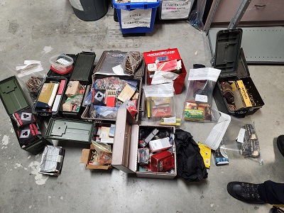 Firearms and ammunition seized in Warfield, BC by RCMP photograph of all items seized
